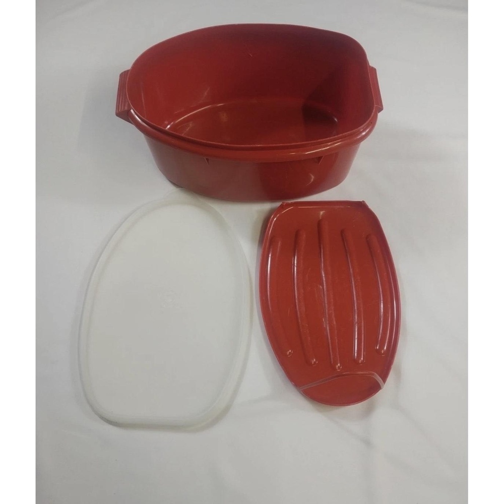 Tupperware Ham/Beef/Turkey Vintage Flavor Saver Orange Storage Bowl Air Tight
